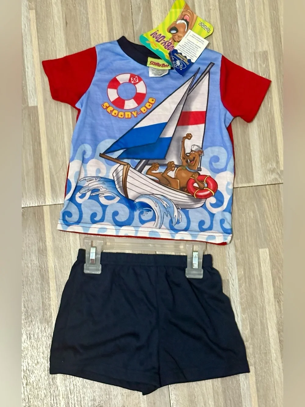 NWT Y2K Kids Size 12M Sailing Scooby Doo Shirt and Shorts Pajama Set